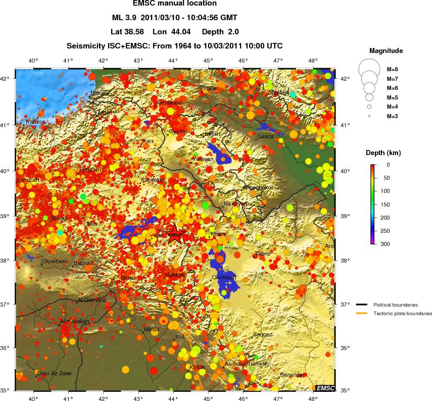 regional depth historical seismicity
