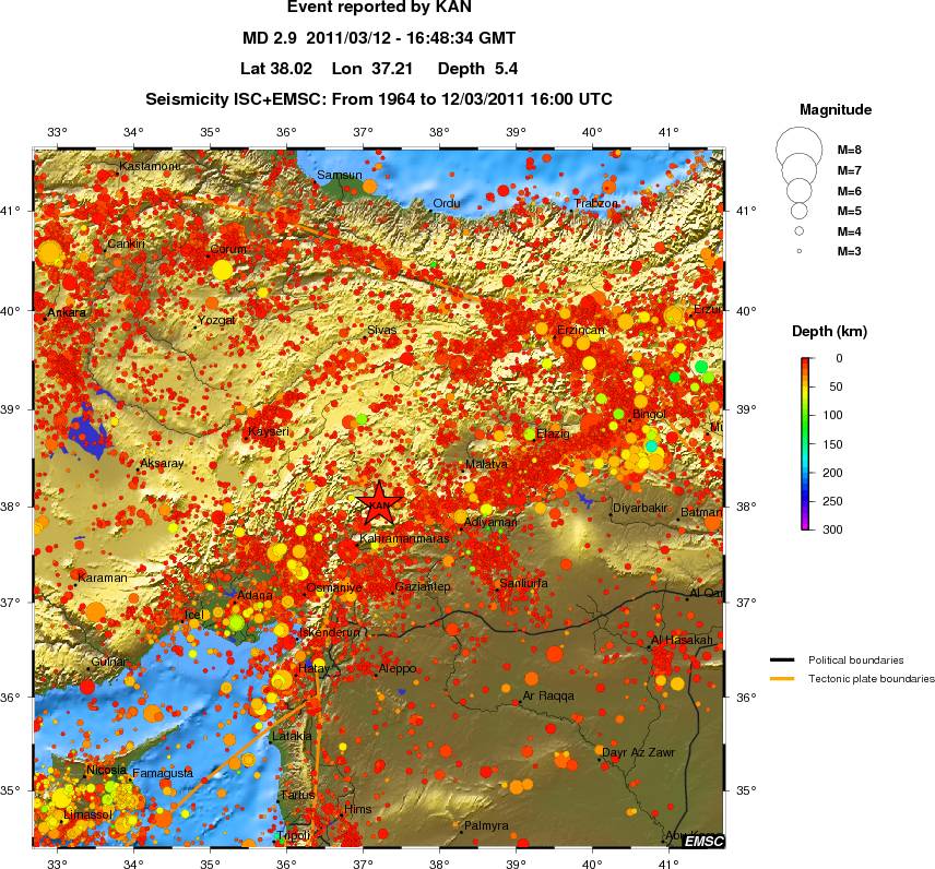 regional depth historical seismicity