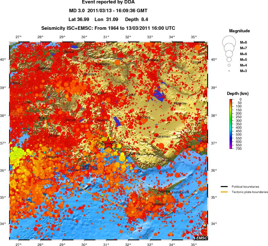 regional depth historical seismicity