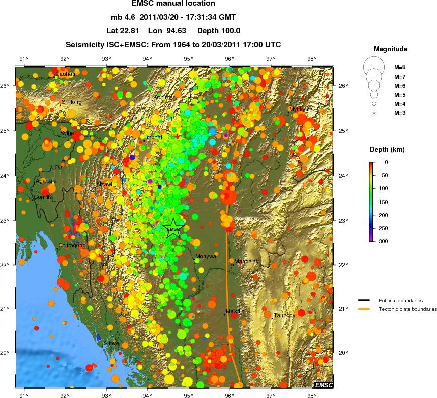 regional depth historical seismicity