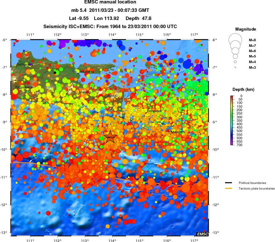 regional depth historical seismicity