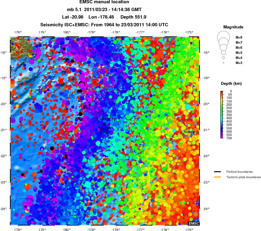 regional depth historical seismicity