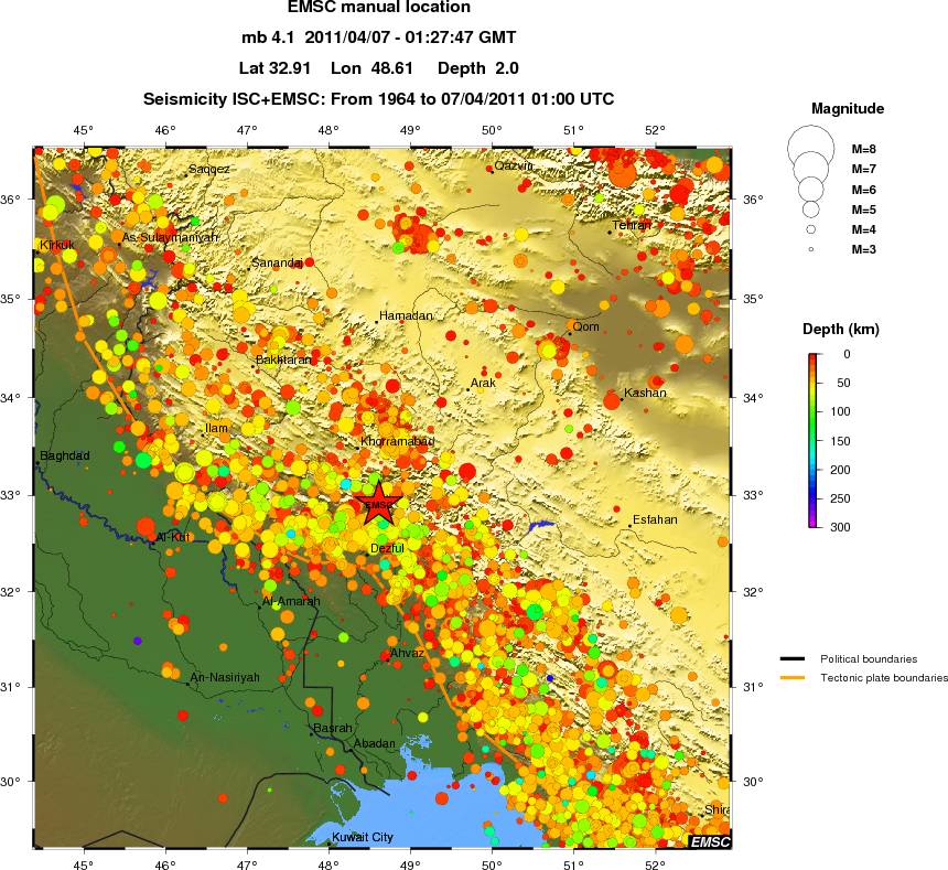 regional depth historical seismicity