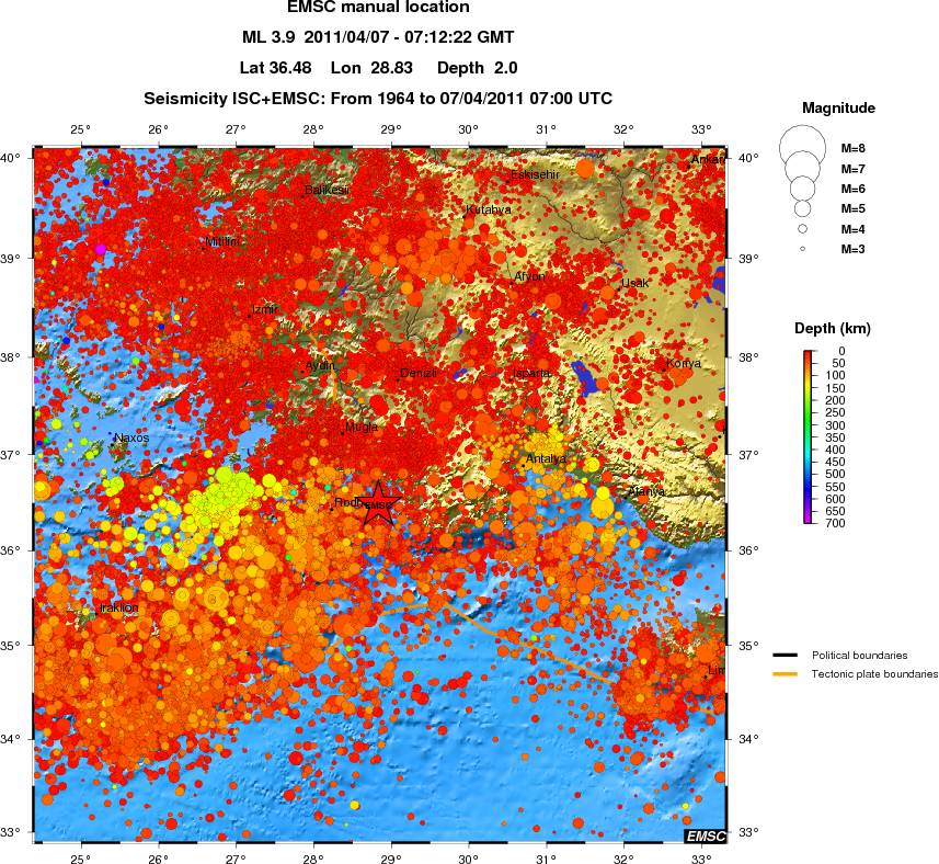 regional depth historical seismicity
