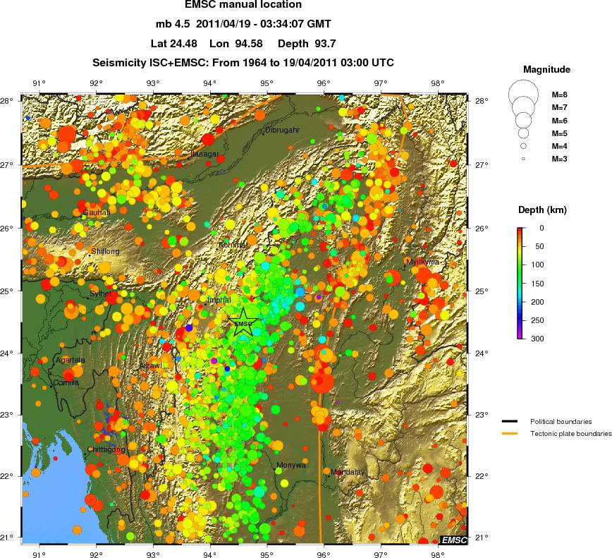 regional depth historical seismicity