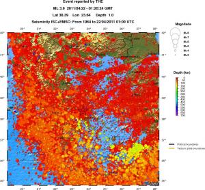 regional depth historical seismicity