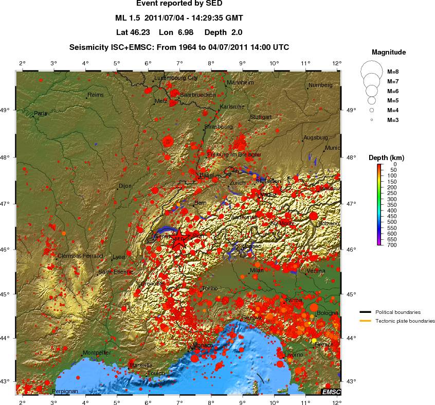regional depth historical seismicity
