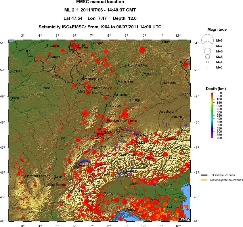 regional depth historical seismicity