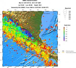 regional depth historical seismicity