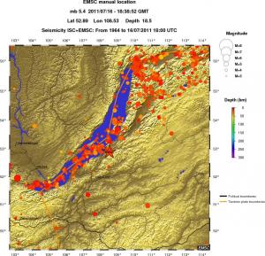 regional depth historical seismicity