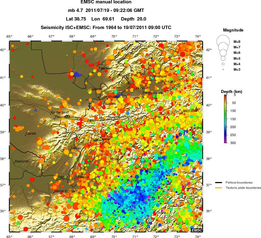 regional depth historical seismicity