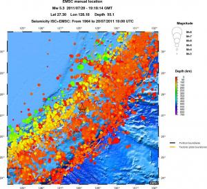 regional depth historical seismicity