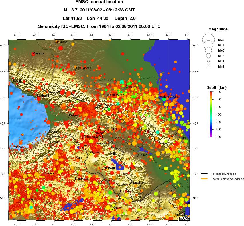 regional depth historical seismicity