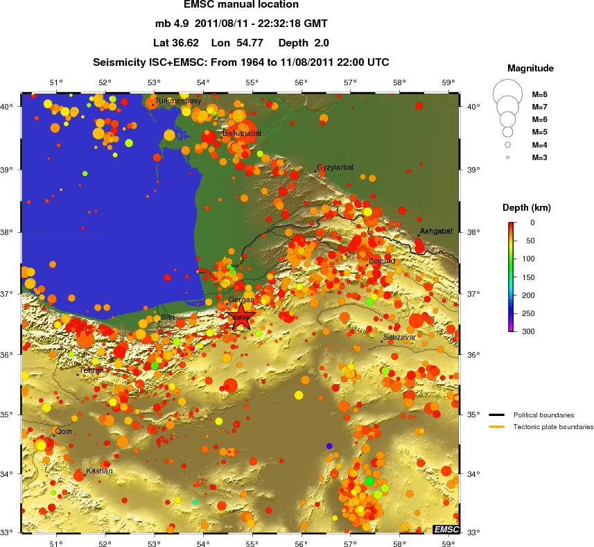 regional depth historical seismicity