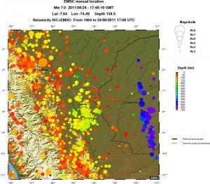 regional depth historical seismicity