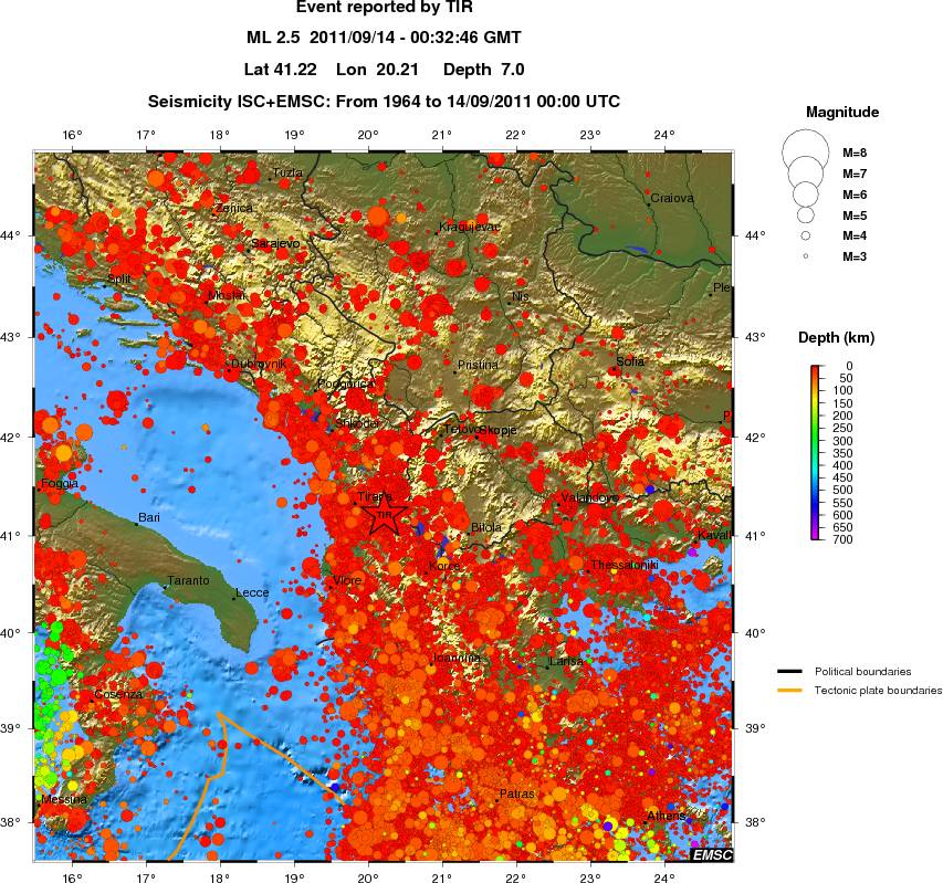 regional depth historical seismicity