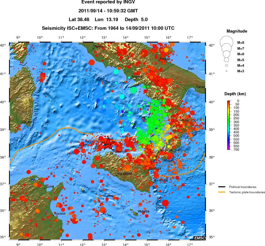 regional depth historical seismicity