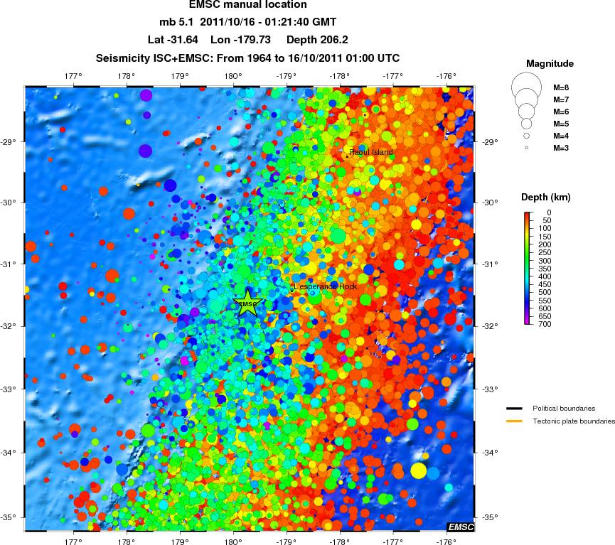 regional depth historical seismicity