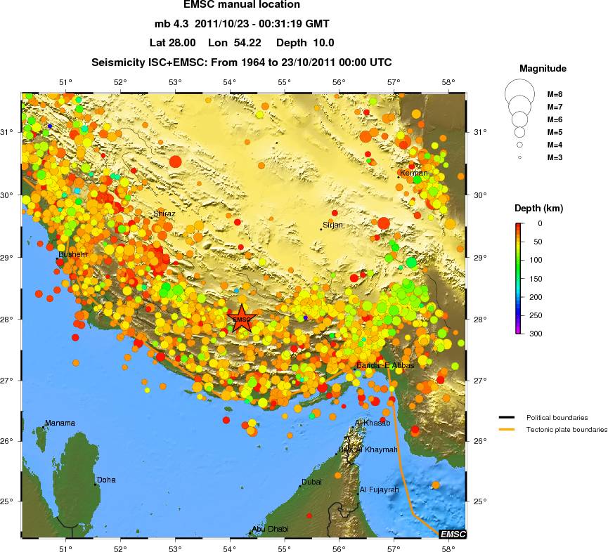 regional depth historical seismicity
