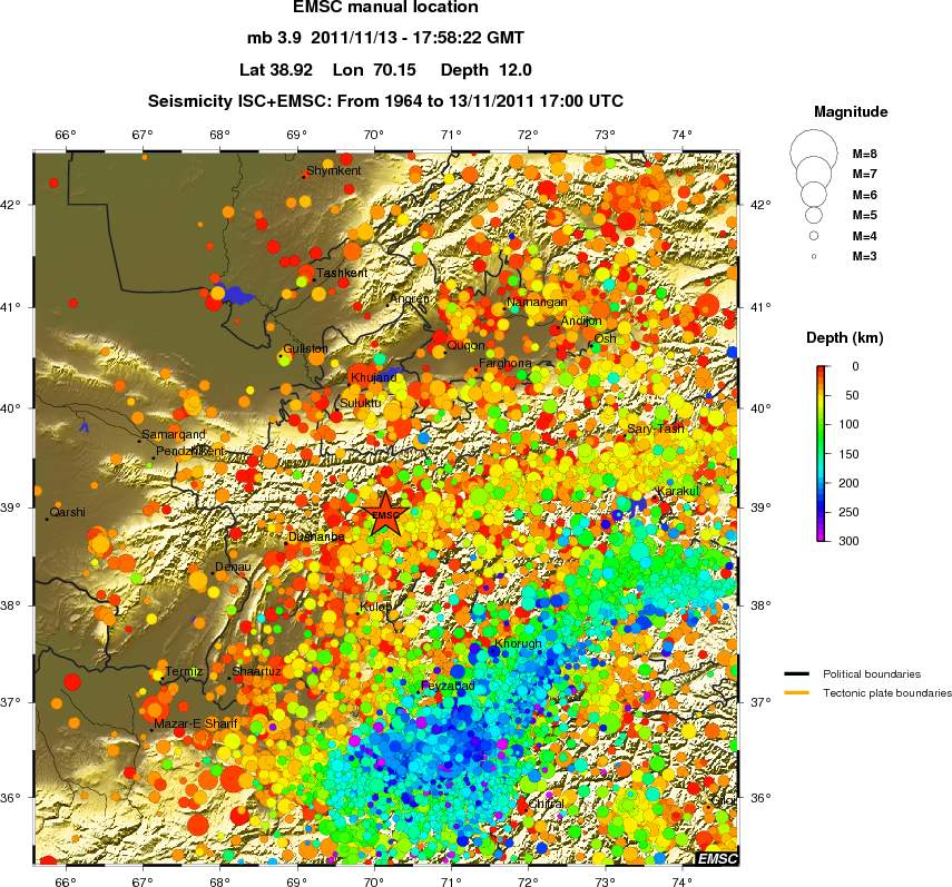 regional depth historical seismicity