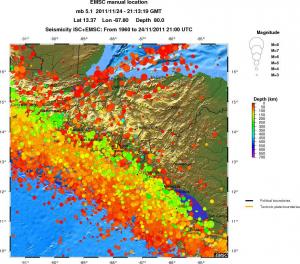 regional depth historical seismicity