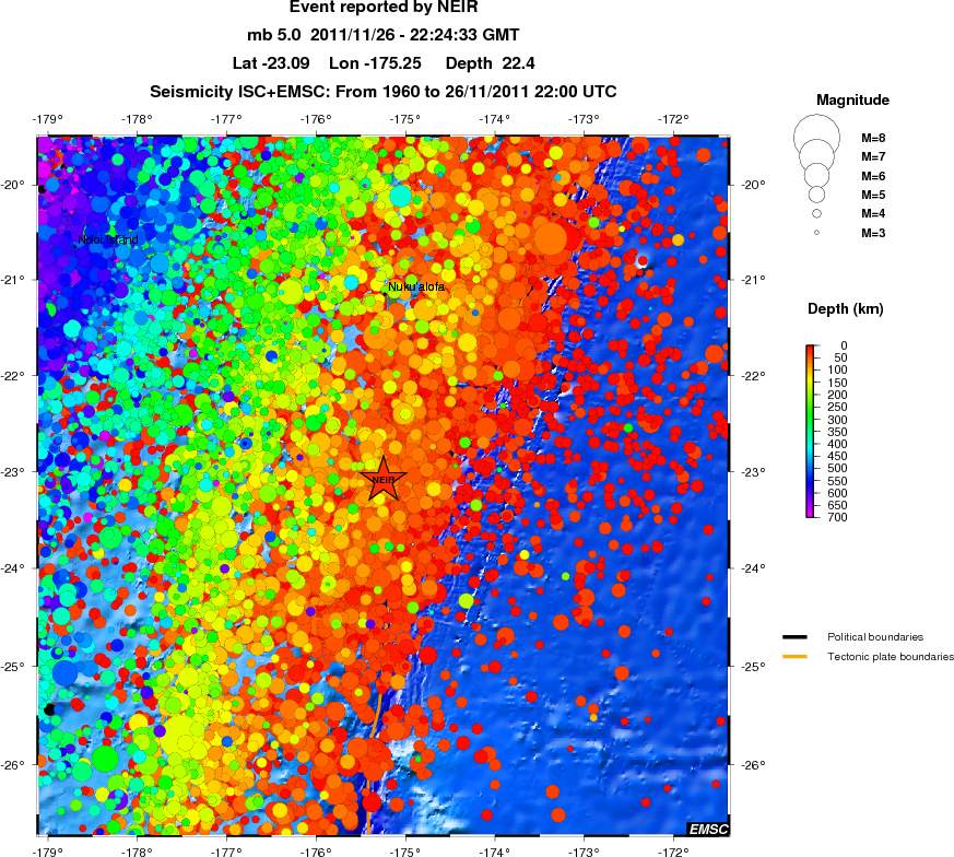 regional depth historical seismicity