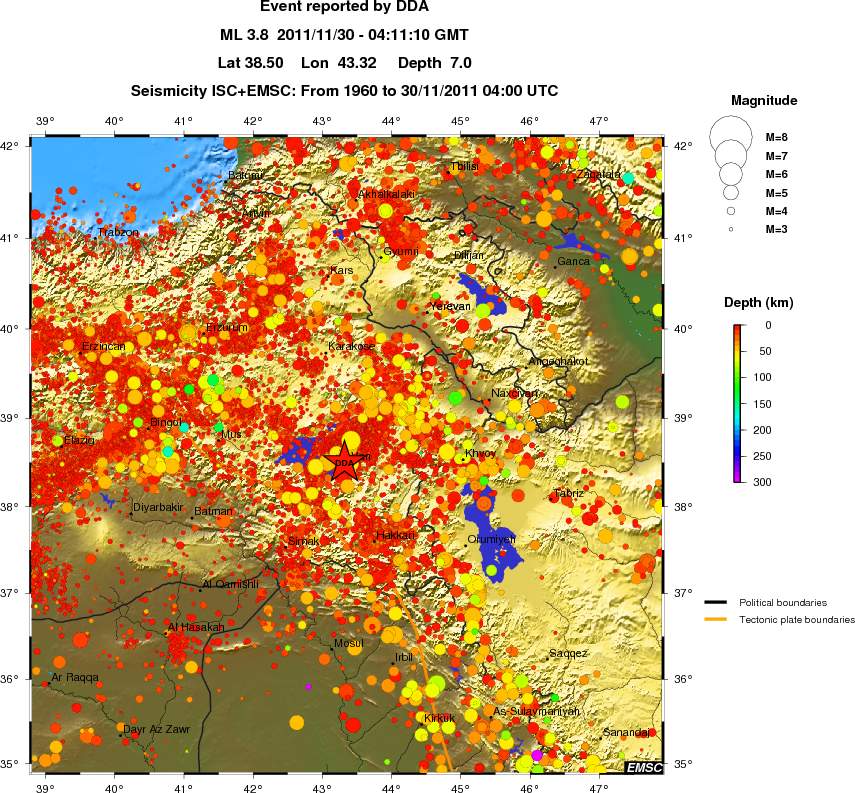 regional depth historical seismicity