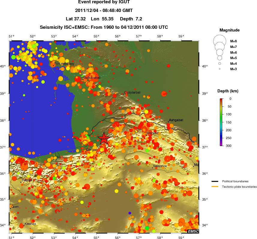 regional depth historical seismicity
