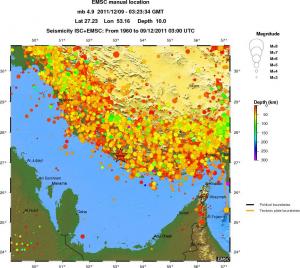 regional depth historical seismicity