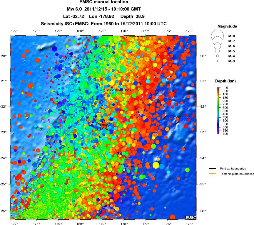 regional depth historical seismicity