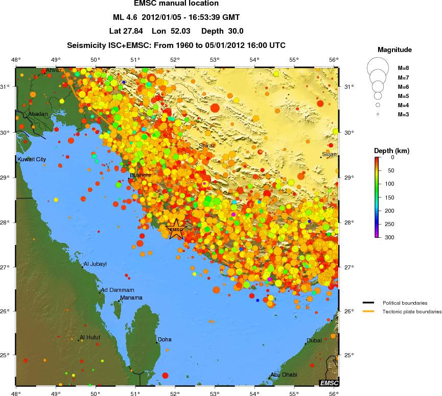 regional depth historical seismicity