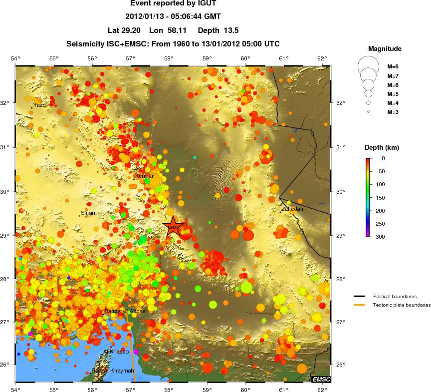 regional depth historical seismicity