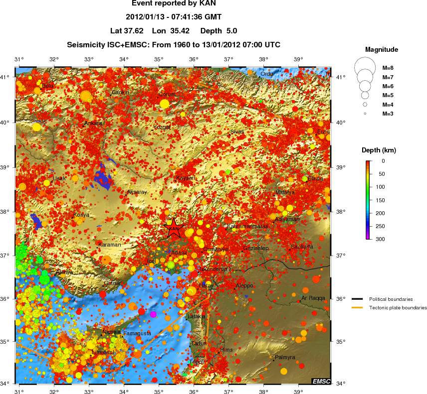 regional depth historical seismicity