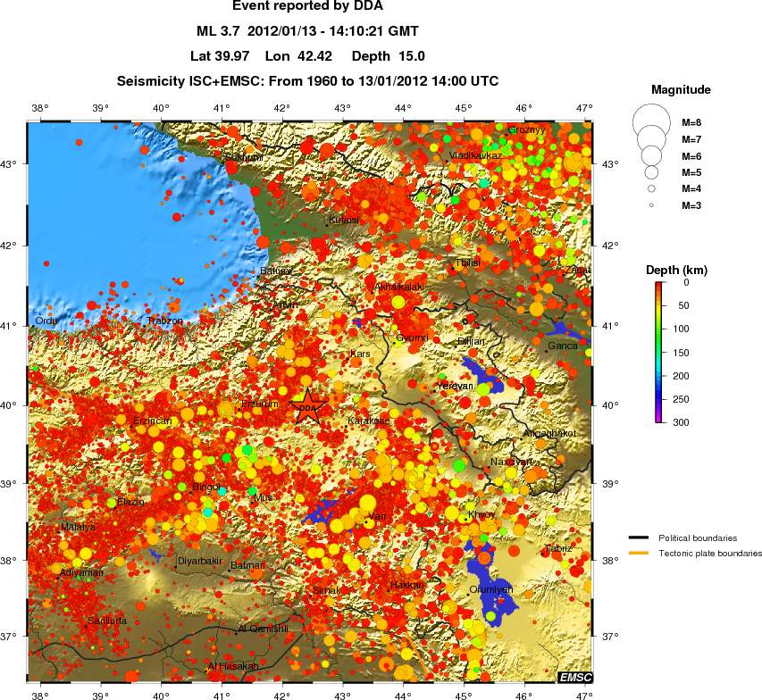 regional depth historical seismicity