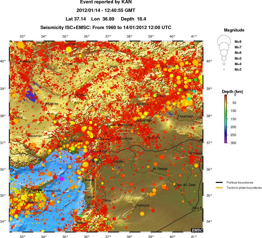 regional depth historical seismicity
