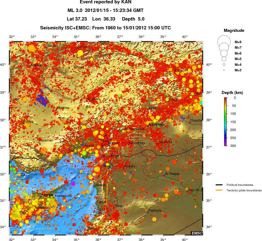 regional depth historical seismicity