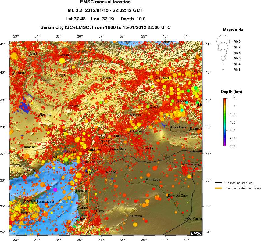 regional depth historical seismicity