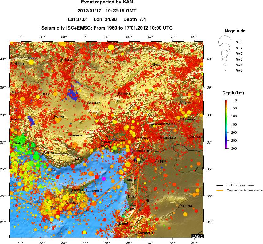 regional depth historical seismicity