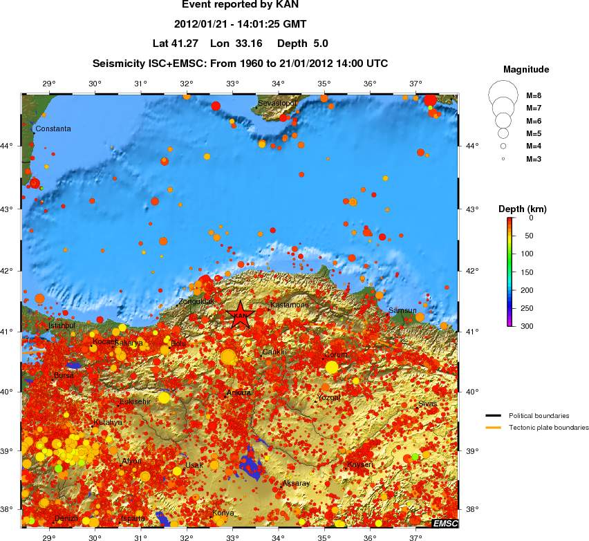 regional depth historical seismicity