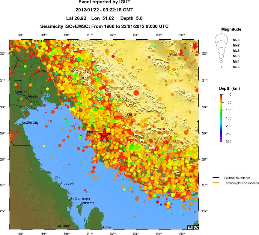 regional depth historical seismicity