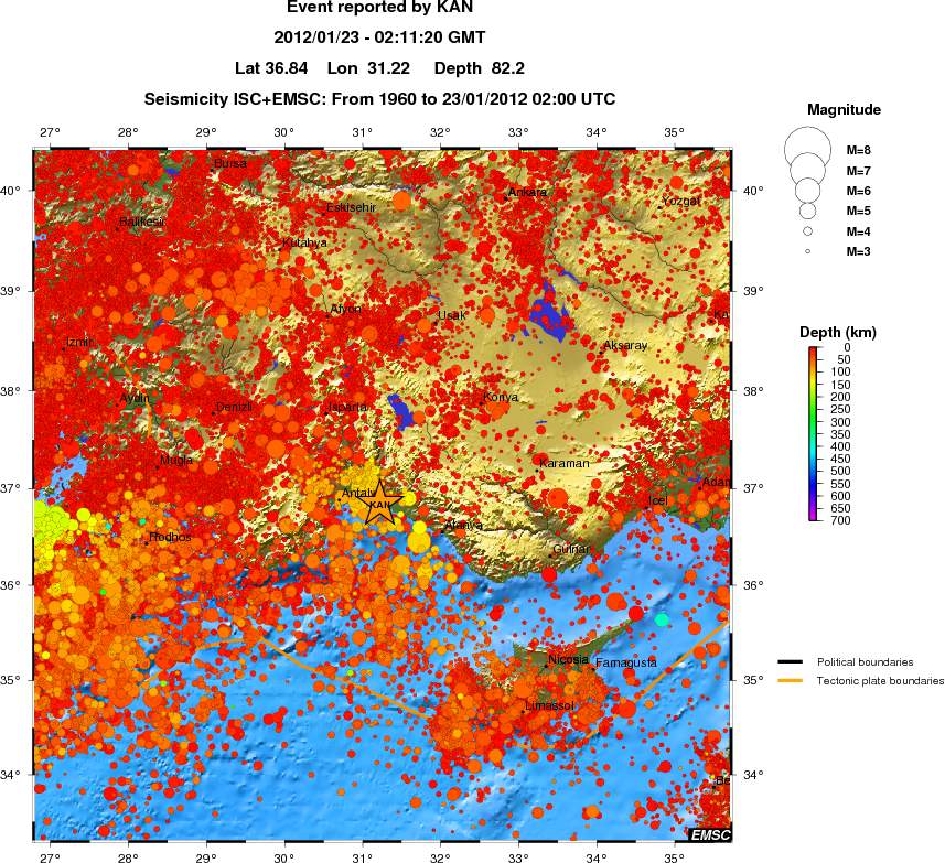 regional depth historical seismicity