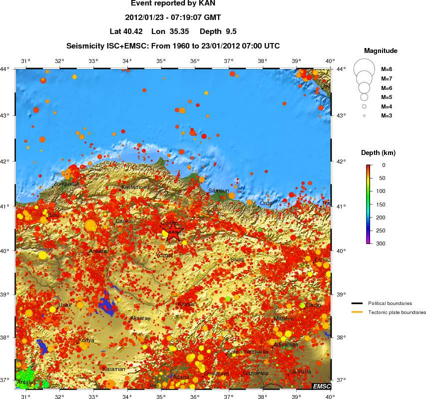 regional depth historical seismicity