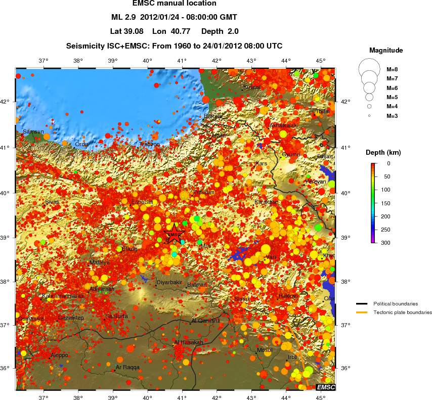 regional depth historical seismicity