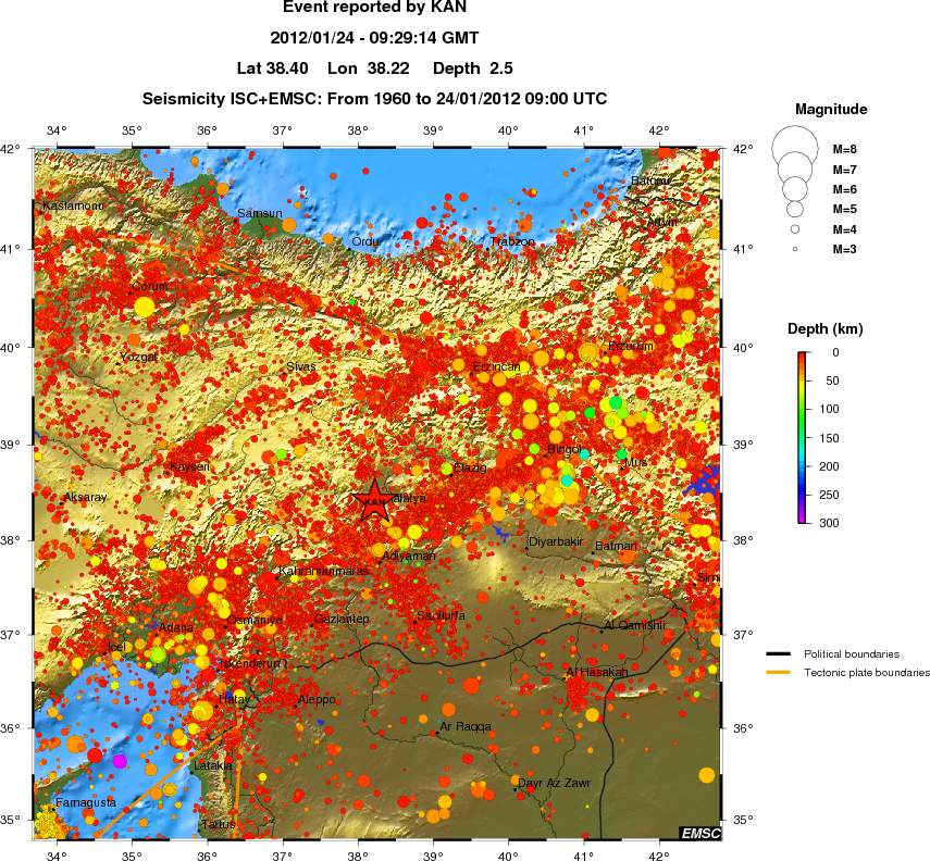 regional depth historical seismicity