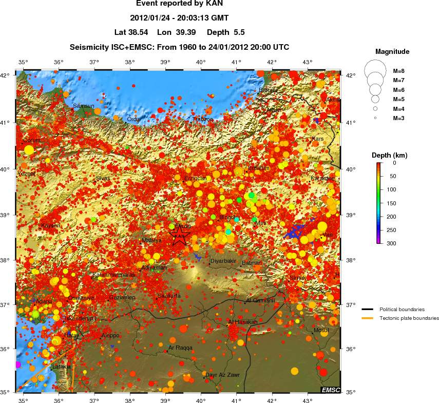 regional depth historical seismicity