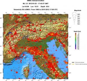 regional depth historical seismicity