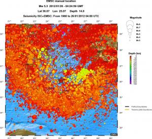 regional depth historical seismicity