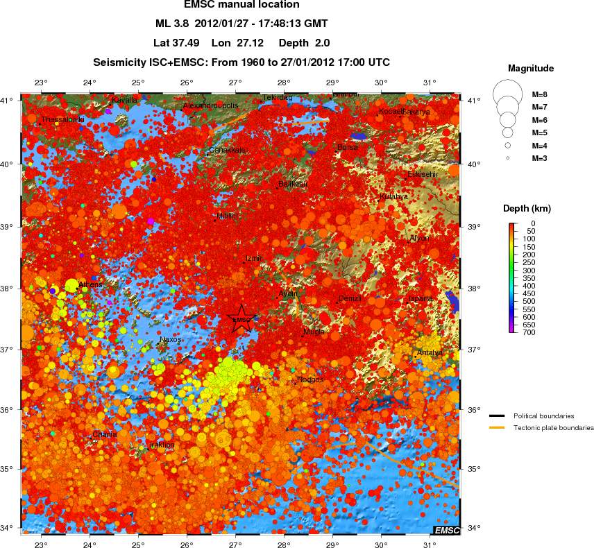 regional depth historical seismicity