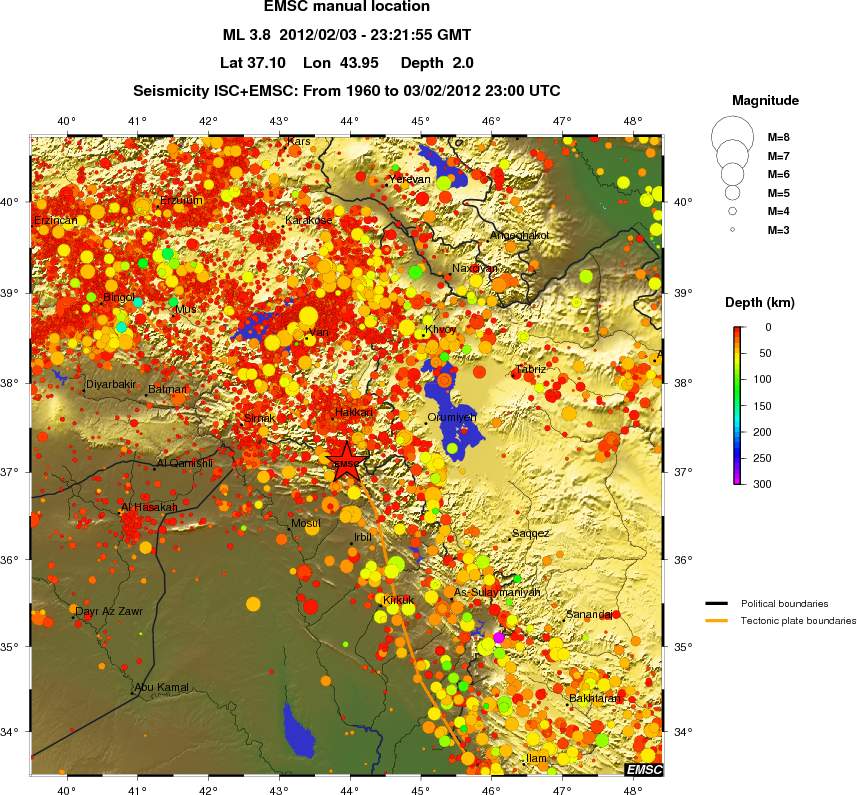 regional depth historical seismicity