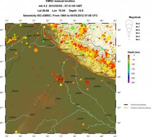 regional depth historical seismicity